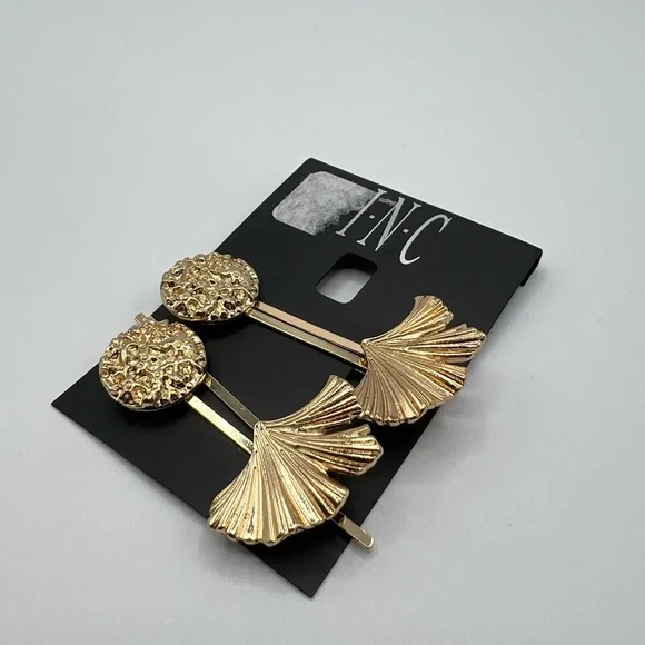 Inc International Concepts 4-Pc. Disc & Leaf Bobbypins in Gold-Tone NWT MSRP $30 - Picture 4 of 4
